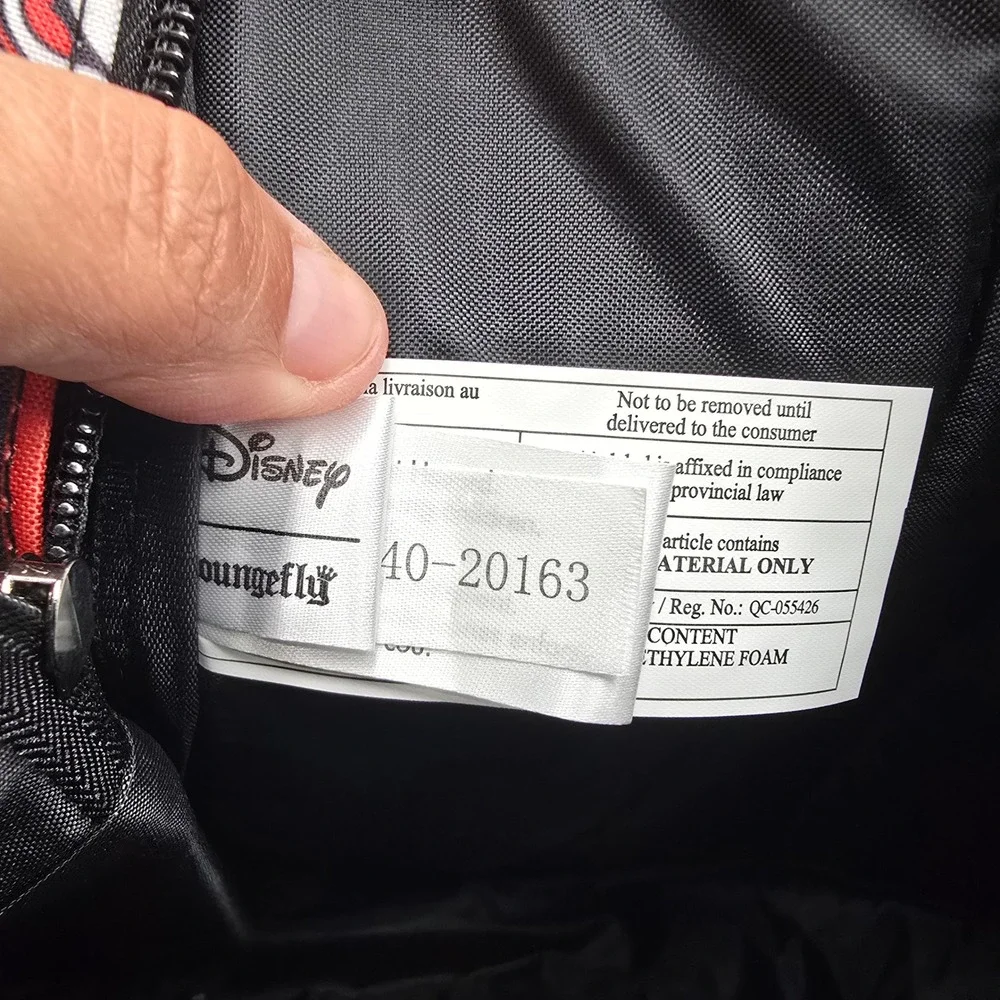 Disney Loungefly Mickey Mouse Striped Canvas Backpack Red Black 40-20163